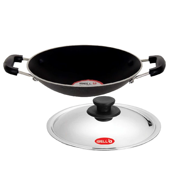 BELL Premium Non-Stick Aluminium Appam Pan with Lid, Appachatty, 200mm, Silver, 1 kg-4.webp